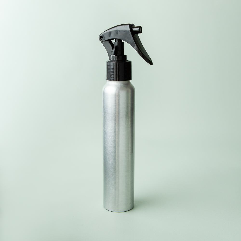 4 oz Brushed Aluminum Bottle with Black Trigger Spray Cap image number null